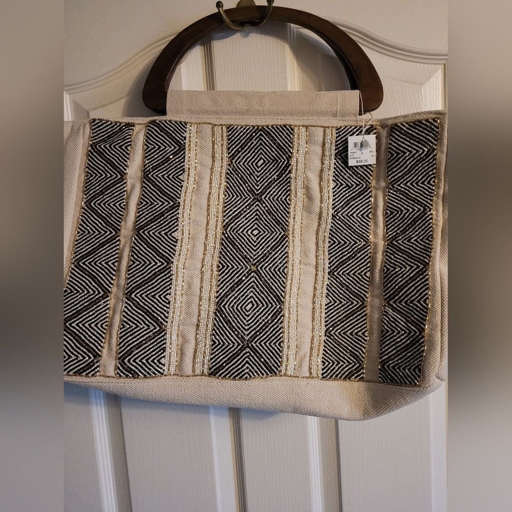 Black and White Beaded Bag